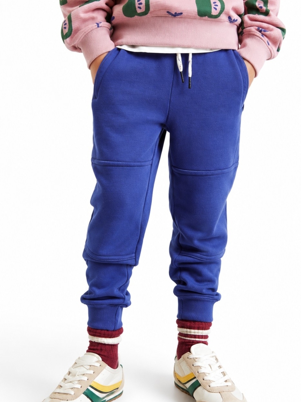 Hanna Andersson Slim Fit French Terry Double Knee Sweatpants Surf the Web Blue